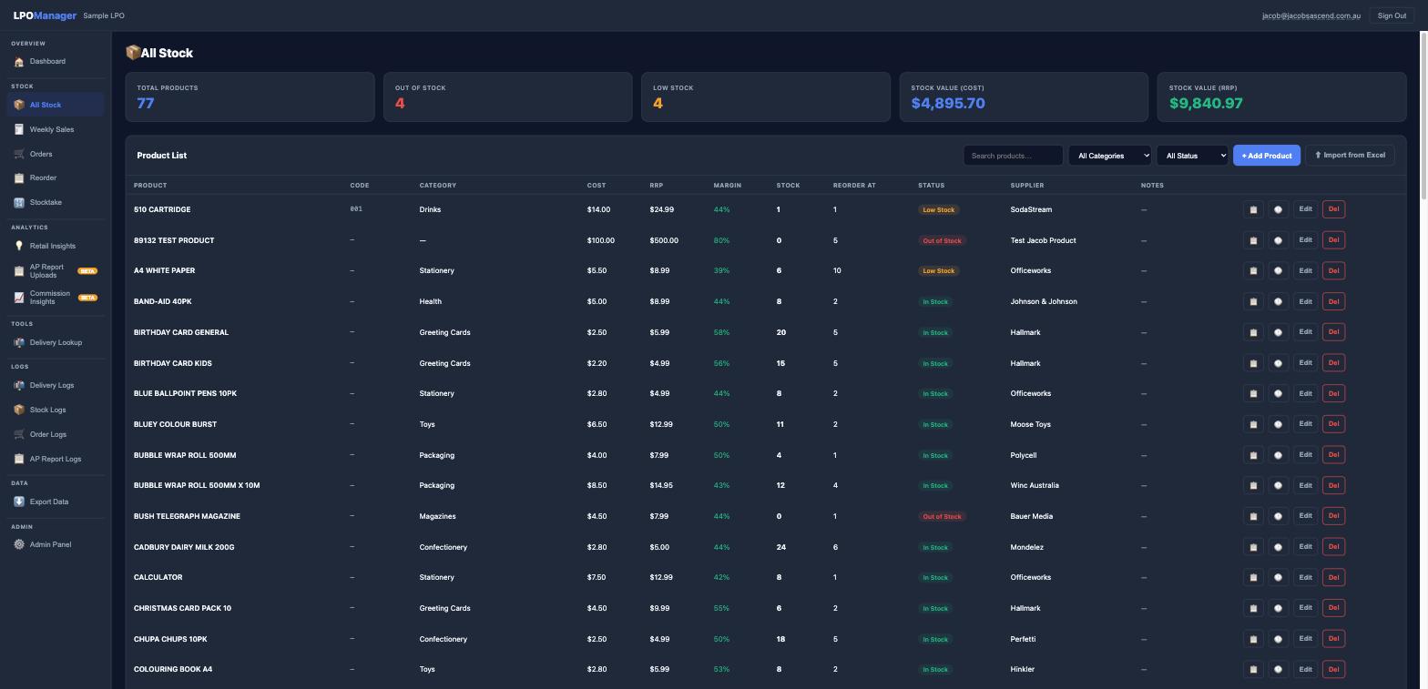 All Stock screen